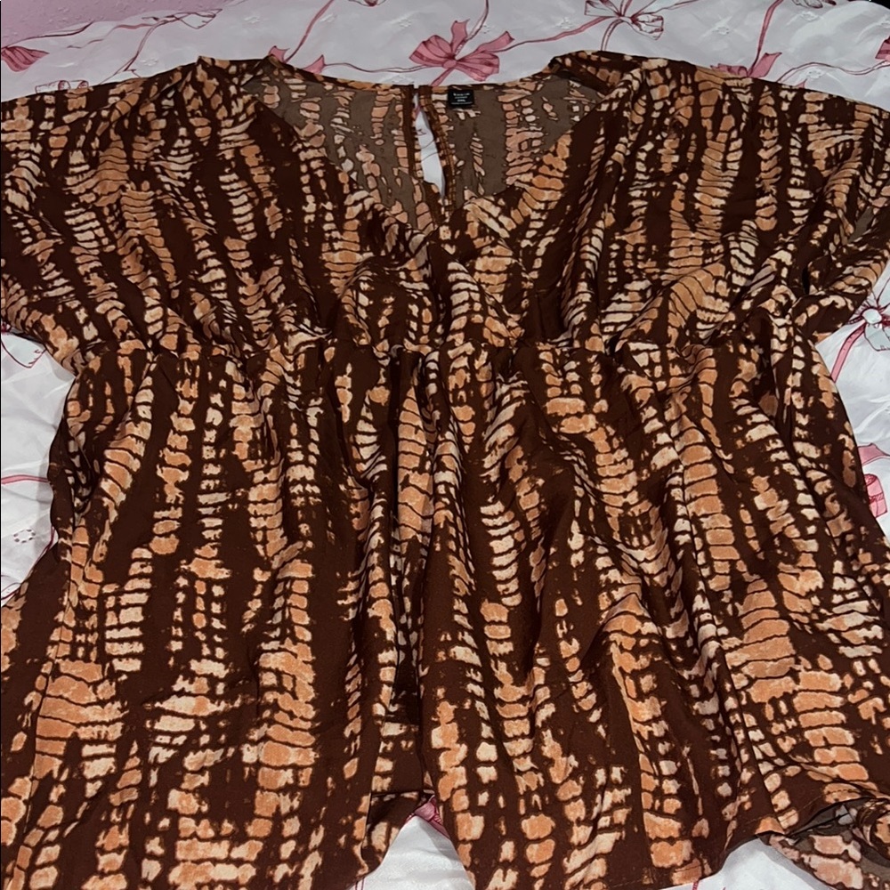 Brown Patterned Women's Romper